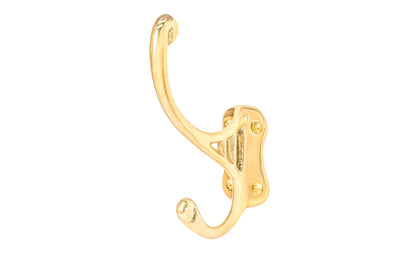 solid brass hall tree hook with vintage double hook design