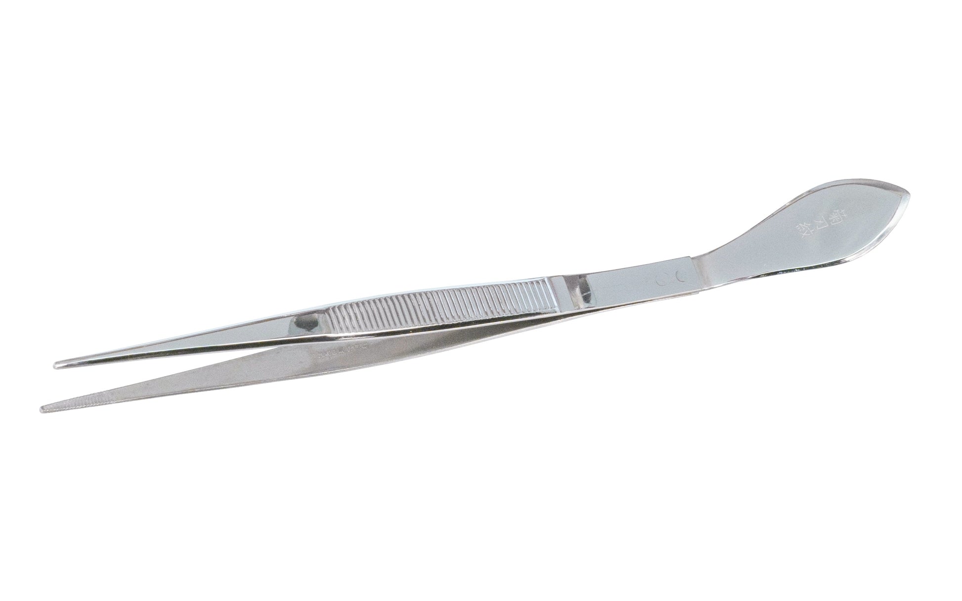 Japanese bonsai tweezers with straight serrated tips and spatula