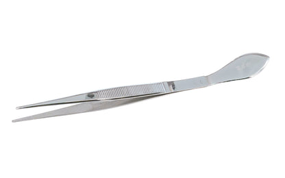 Japanese bonsai tweezers with straight serrated tips and spatula